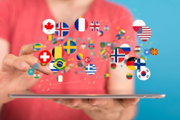 Internationale Flaggen aus Ländern weltweit. 