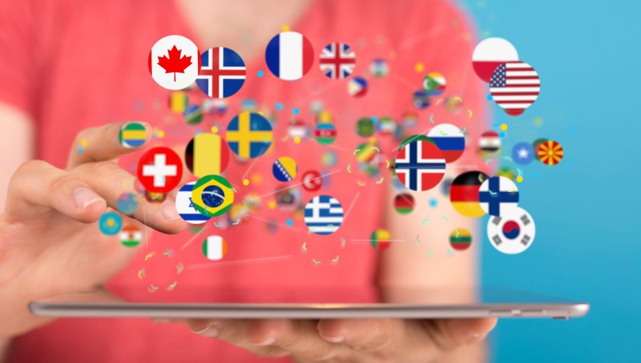 Internationale Flaggen aus Ländern weltweit. 